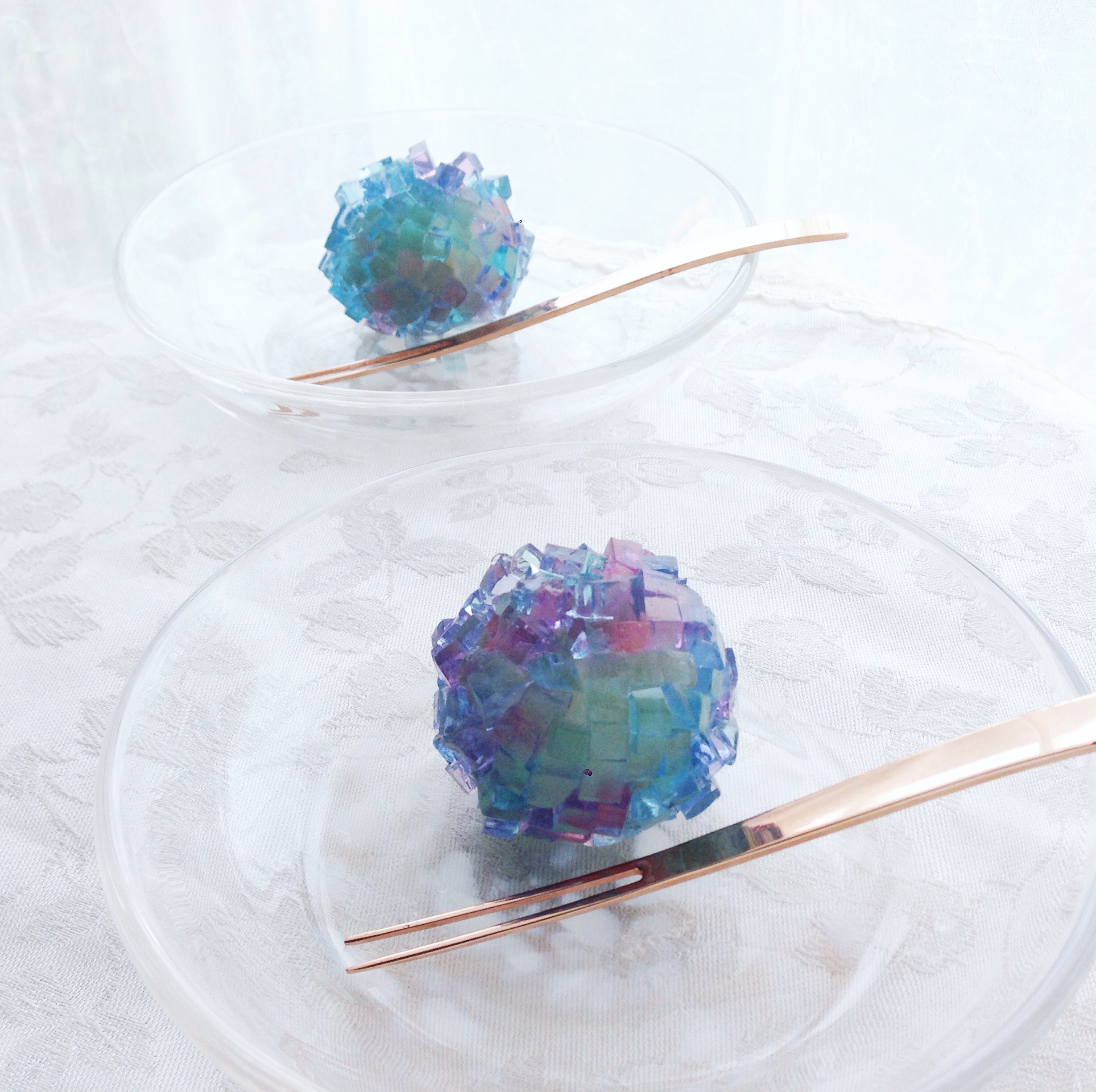 紫陽花に見立てた和菓子のご紹介 練り切り 錦玉 琥珀糖 アメリカで和菓子作り Wagashi Studio